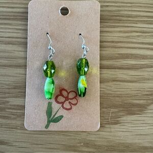Green Beaded Drop Earrings - NWOT